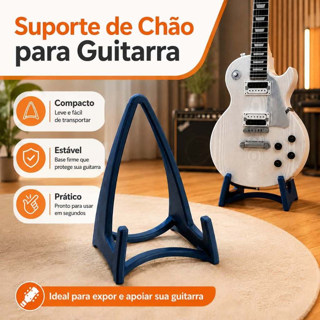 Suporte Guitarra, Baixo e Contra-baixo I Musical Expositor Compacto Portátil