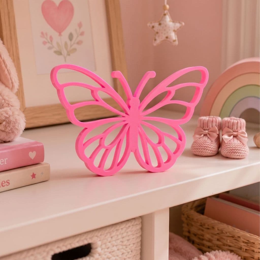 Escultura Borboleta Vazada de Mesa Impressão 3D Enfeite Decorativo Quarto Infantil Sala Penteadeira 28cm