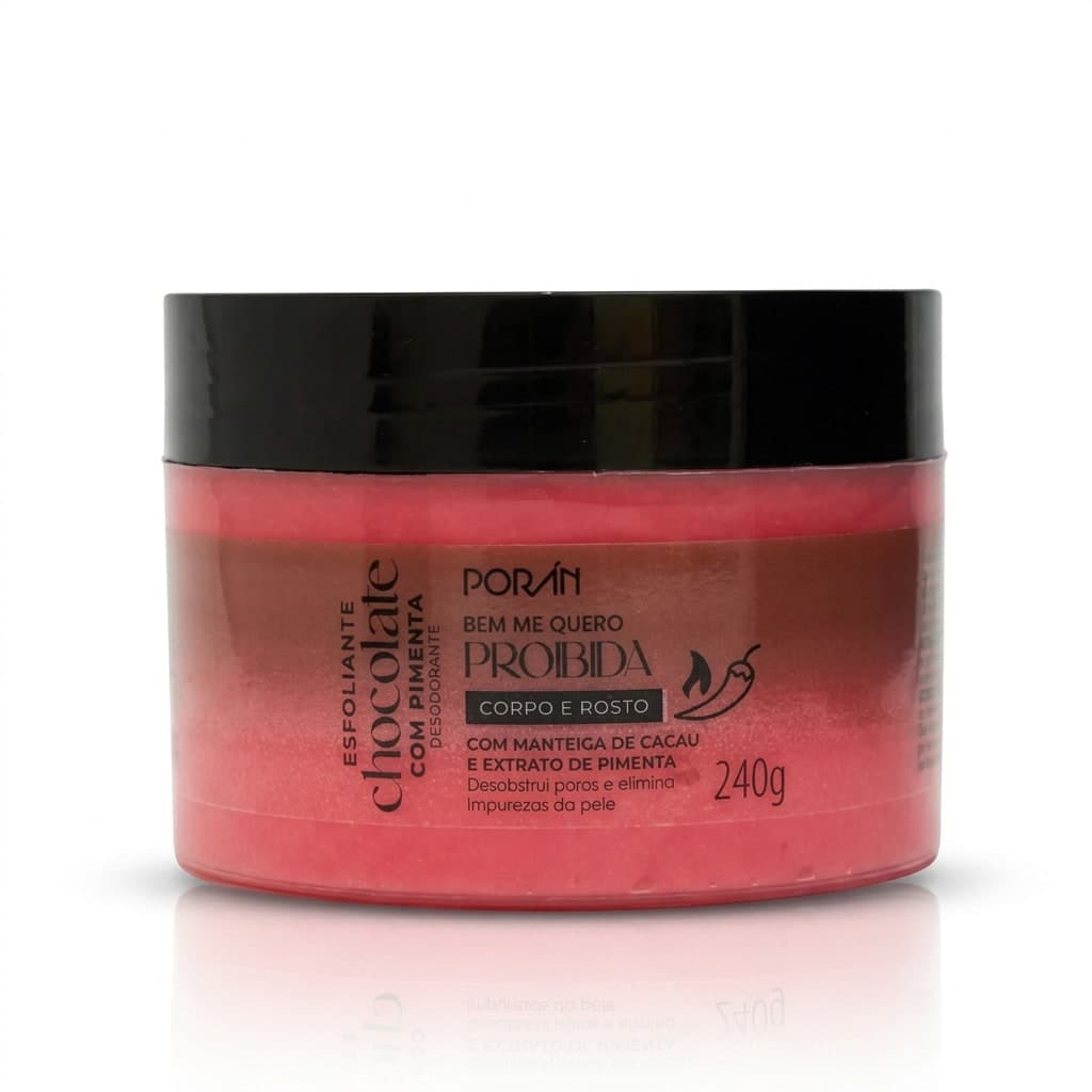 Esfoliante Chocolate com Pimenta 240g Poran Corpo e Rosto Fragrância Deliciosa