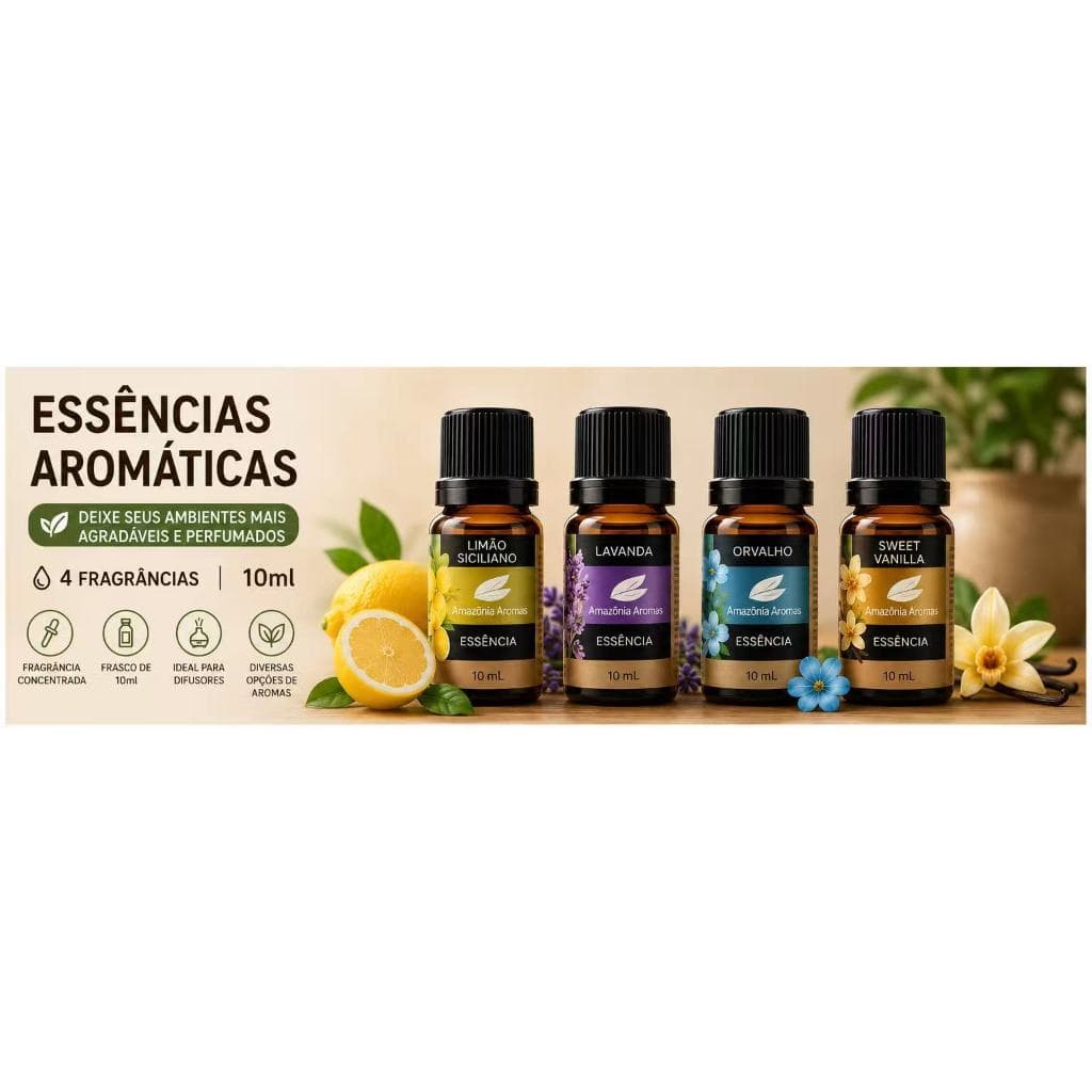 Essência Aromática 10ml para Difusor e Aromatizador de Ambiente – Diversas Fragrâncias