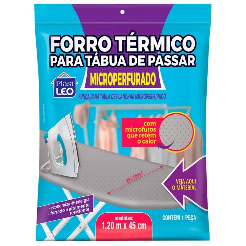 Forro Termico Para Tabua De Passar Roupa a Vapor Ajustável 120x45cm Microperfurado Retém O Calor