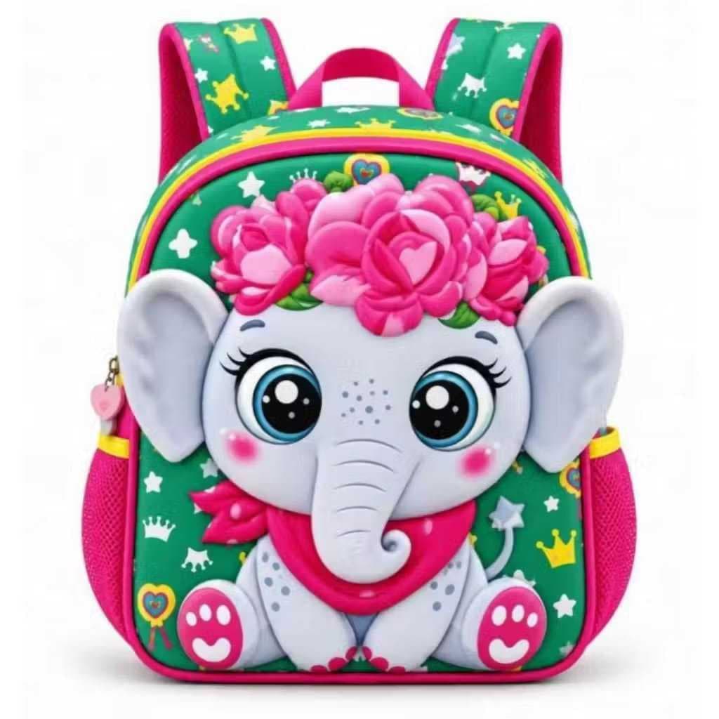MOCHILA ESCOLAR PARA CRECHE ELEFANTE 3D ALTO RELEVO MENINAS