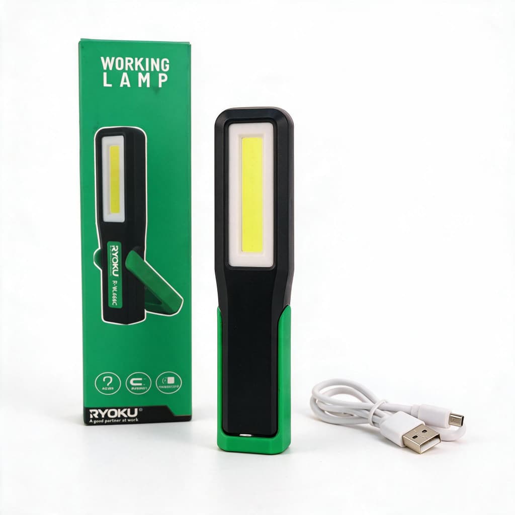 Lanterna Led Cob Recarregável RYOKU 3W Magnética USB Para Oficina Manutenção
