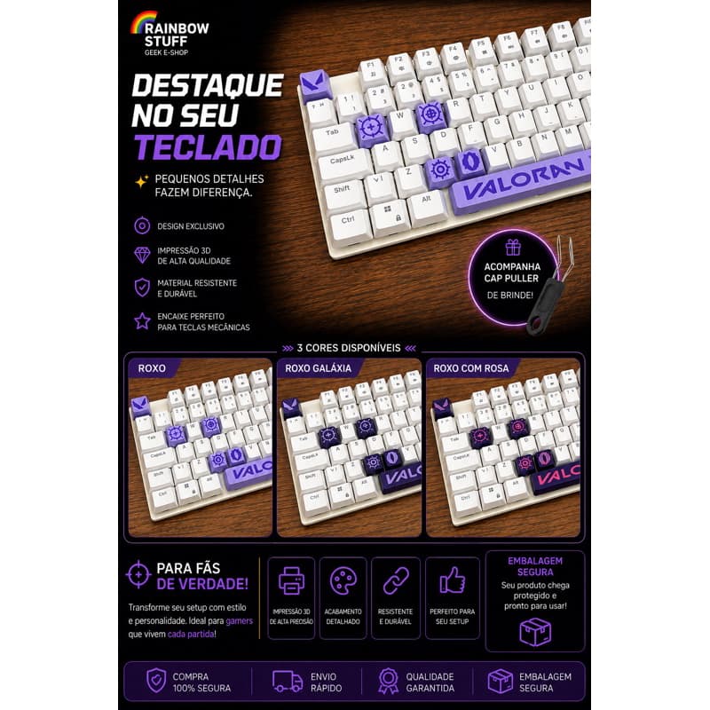 Keycap Valorant Reyna kit com 6 | Teclado Mecânico Gamer