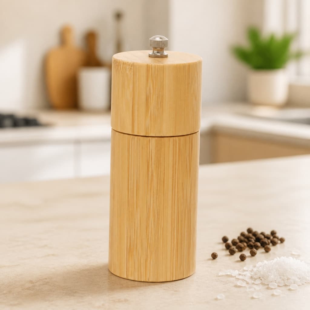 Moedor Manual Sal E Pimenta Em Bambu E Cerâmica 14cm Hauskraft