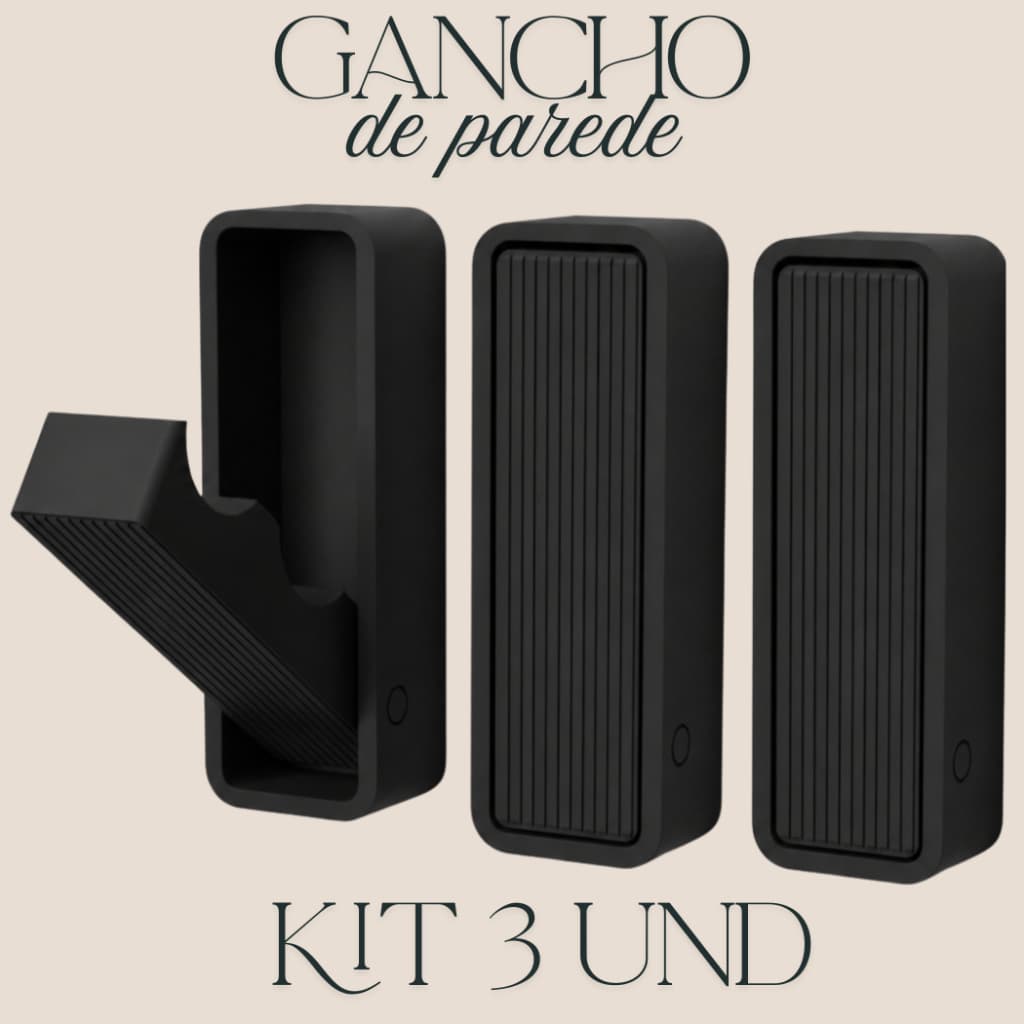 KIT 3 Unidades Suporte Gancho De Parede Moderno 3D Organizador Para Toalha Bolsa Chaves E Objetos Até 3kg