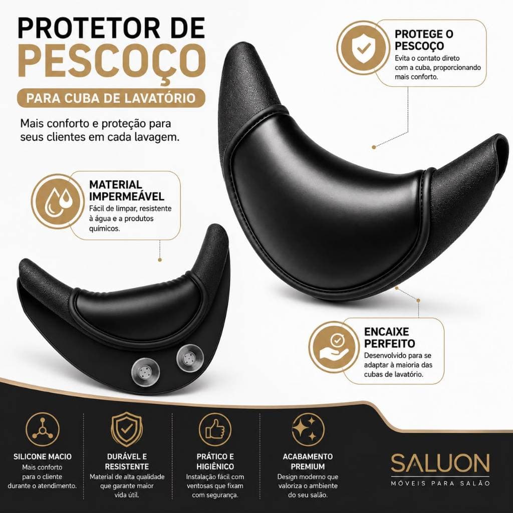 Apoio De Pescoço em Silicone, conforto para Lavatório de Salão De Beleza e Barbearia com 2 ventosas