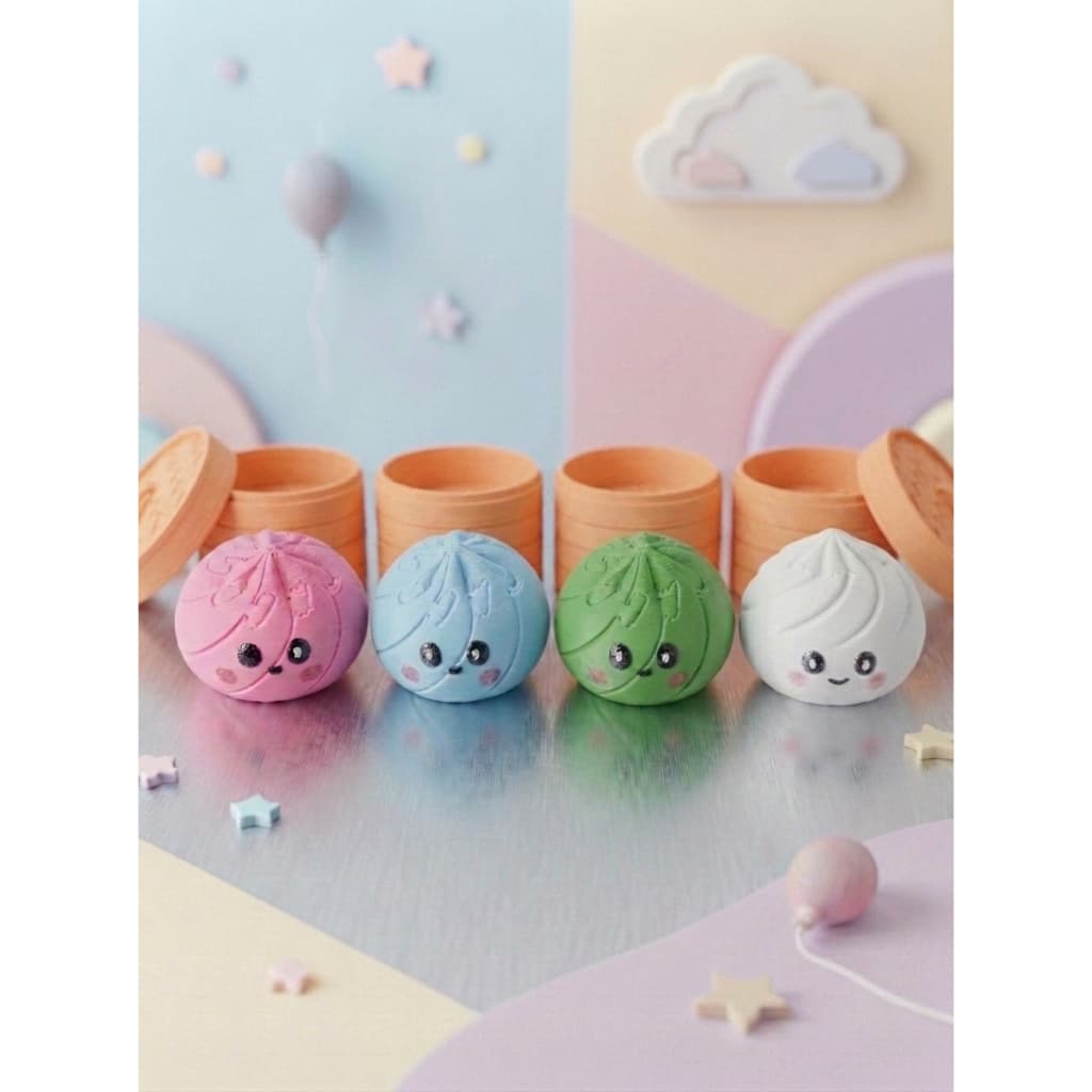 Dumpling Fidget Toy 3D com Cestinha | Bolinho Sensorial Clicker Anti-Stress Kawaii para Crianças e Adultos