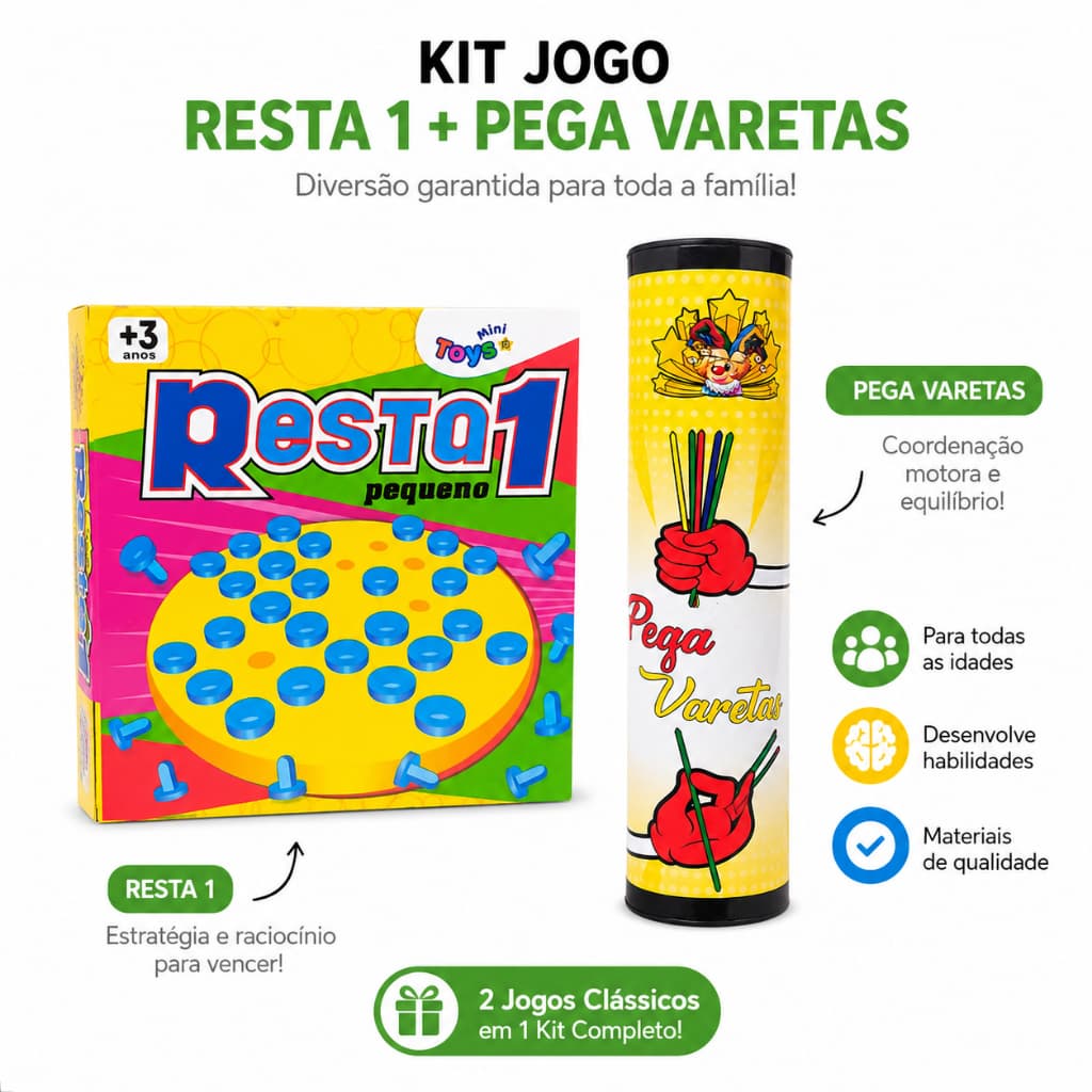 Kit Recurso pedagógico Resta1 + Pega Varetas