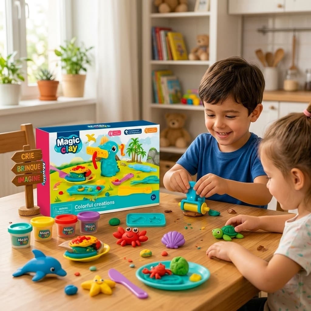Kit Massinha Modelar PVA Infantil Atividades  Criativas Colorido