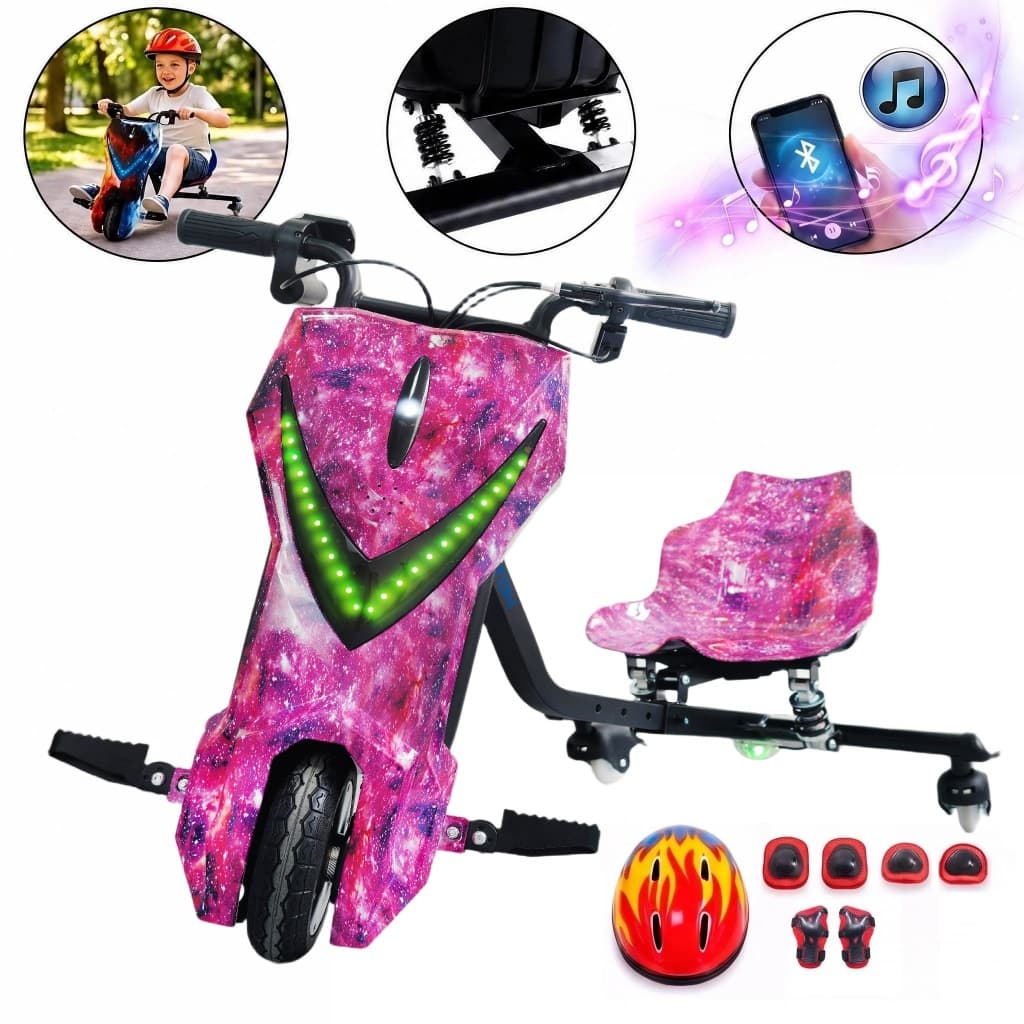 Triciclo Elétrico Drift 350w 36V 3 Rodas Adulto/Infantil 6.5" 8" Polegadas 3 Velocidades Bluetooth Led