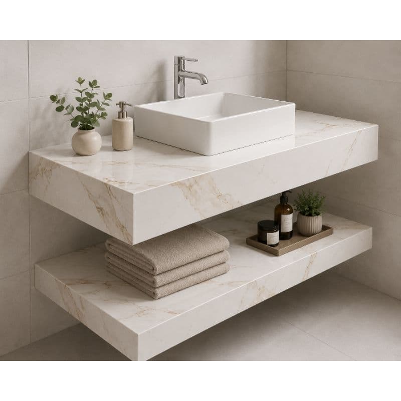 Kit Bancada e Prateleira Porcelanato Gran calacata