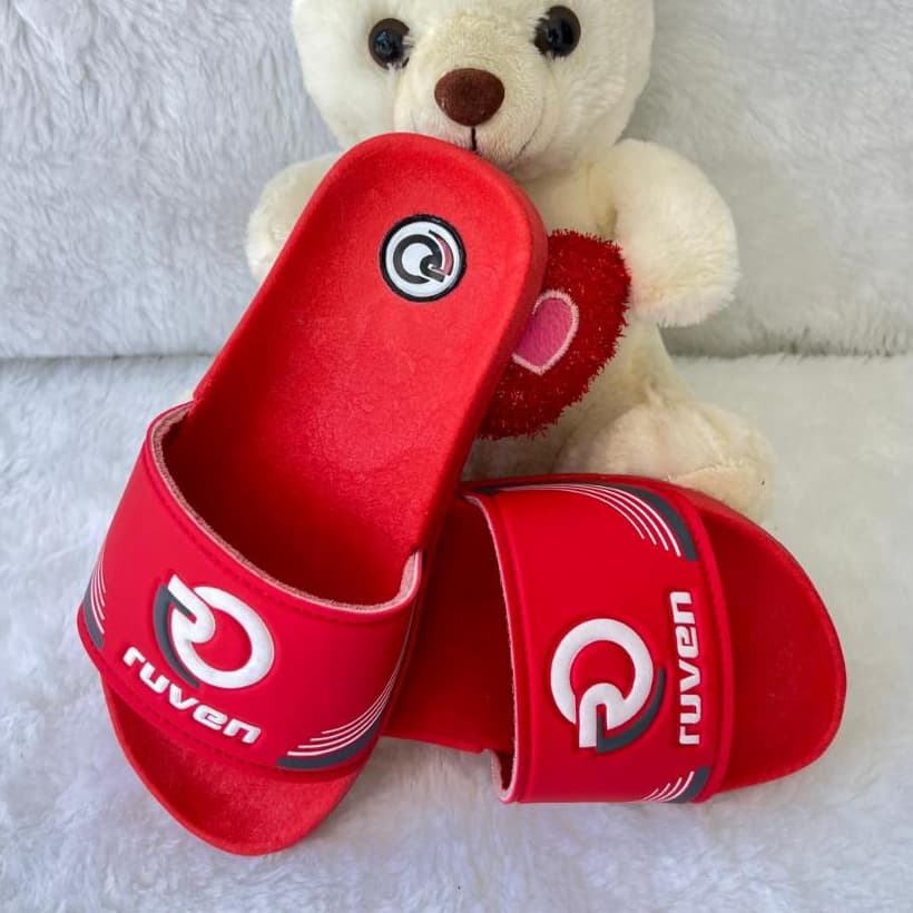 Chinelo Slide pala Papete Infantil Menino E Menina Super Leve E Confortável Vermelho ante derrapante