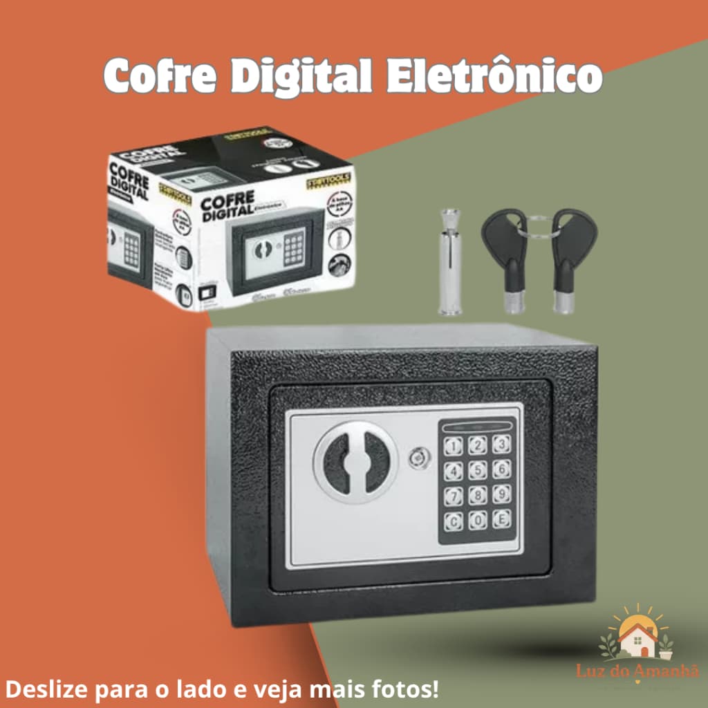 Cofre Digital Eletronico Segurança Alta Codigo Senha Chave Residencial Empresarial Preto