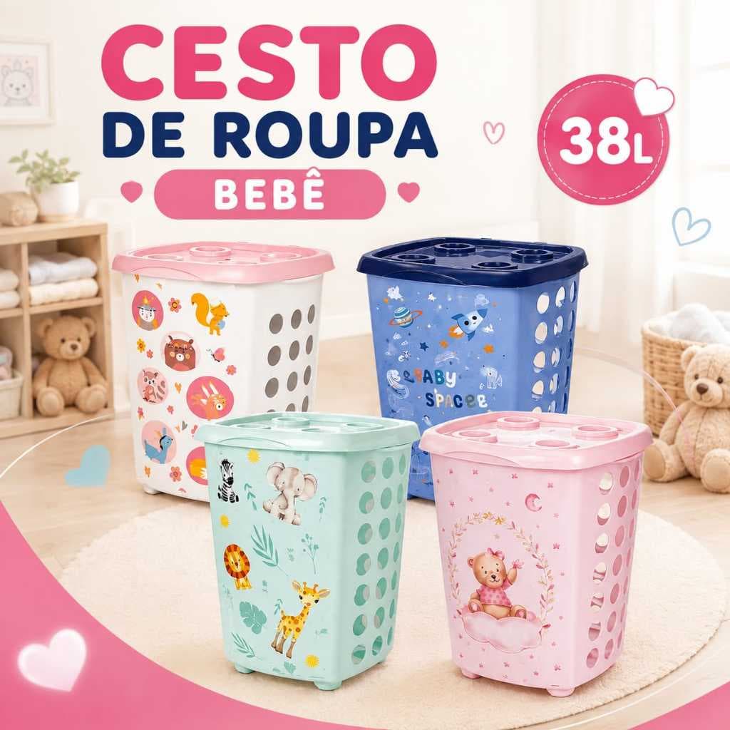 Cesto Organizador Infantil Com Tampa Cesto De Roupa Para Quato de Bebê Cesto De Bebê