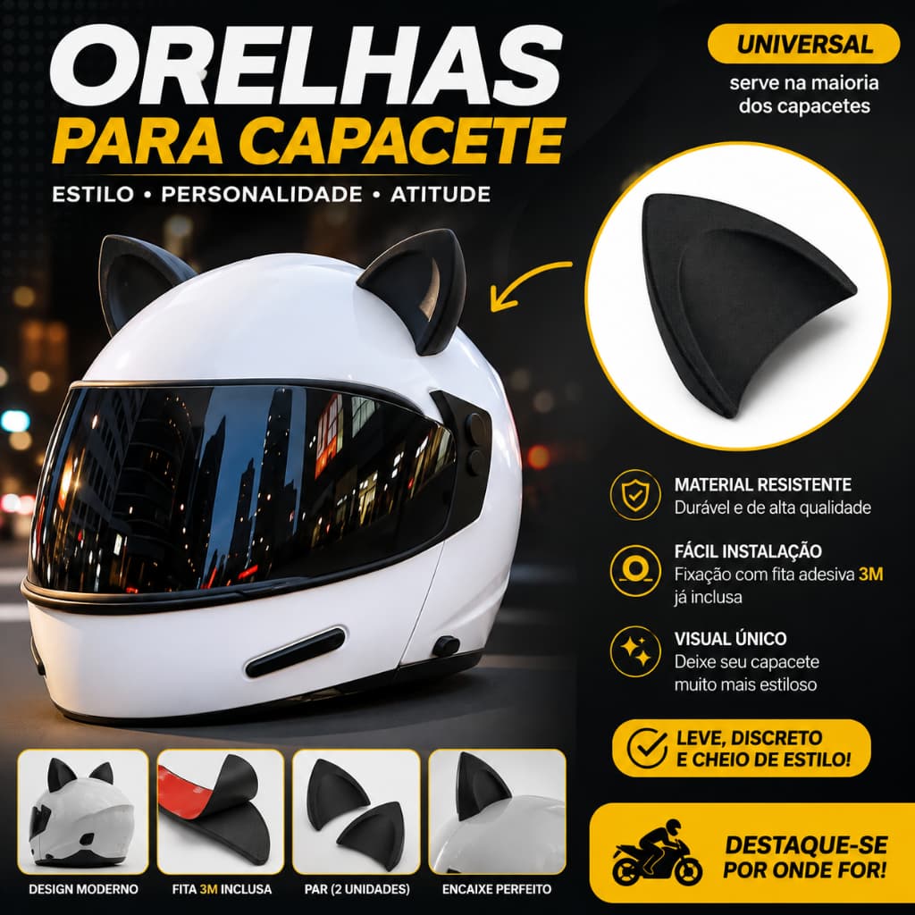 Orelhas de Gato para Capacete – Personalize seu estilo (Par)