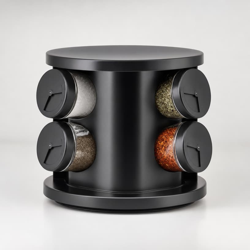Porta Temperos Giratório 6 Potes 85ml | 3 Níveis Dosagem | Porta Condimentos Cozinha Prático Pequeno