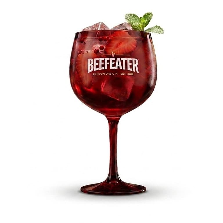 PROMOÇÃO Taça Vidro Gin Tônica BEEFEATER Vidro Vermelho 600ml Original Bebidas Drink Premium