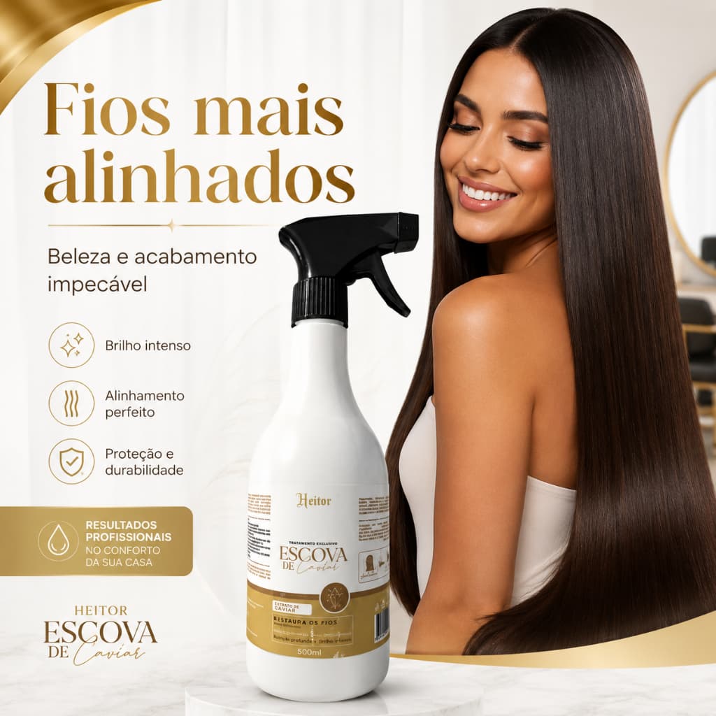 ESCOVA DE CRISTAL HEITOR 500ML – ALINHAMENTO, BRILHO ESPELHADO E MACIEZ PARA OS FIOS