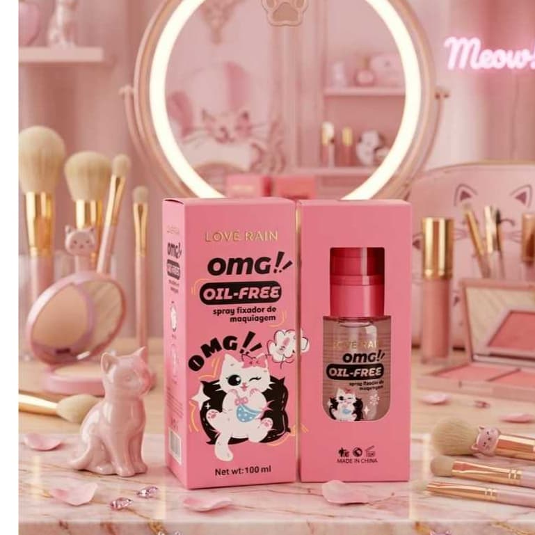FIXADOR DE MAQUIAGEM LOVE RAIN OMG! OIL-FREE – 100ML | COLEÇÃO CATS
