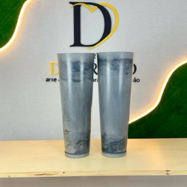 Kit Vaso para Planta Coluna Cone Ibiza Slim Alta Decoração Sala Varanda e Área Gourmet