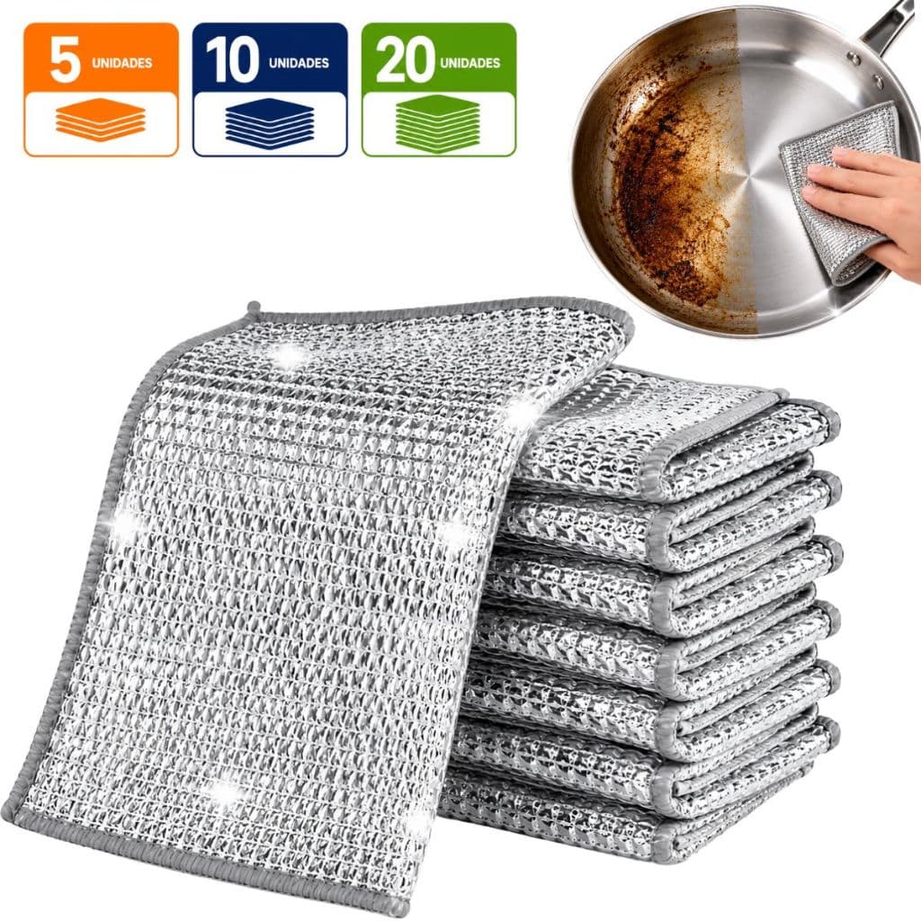 5/10/20 Pcs Panos De Limpeza De Arame De Aço Metálico Cozinha Panela Toalhas De Prato Mágica Unica Camada Reforçada