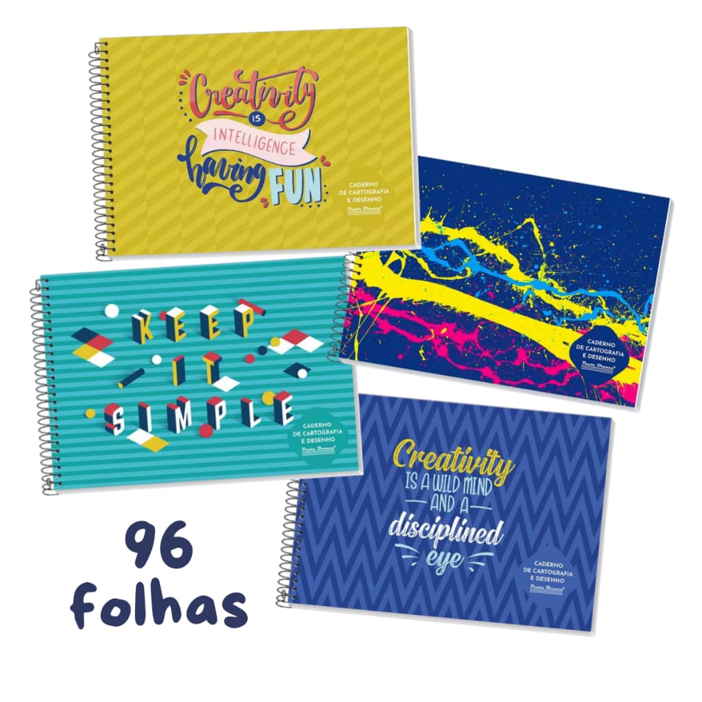 Caderno de Desenho e Cartografia 96 Folhas 200x275mm Capa Mole Universitário