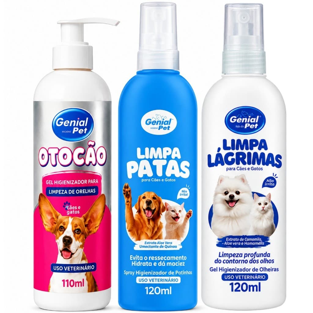 Kit Limpa Patas Limpador de Orelhas e Limpeza de Lágrimas