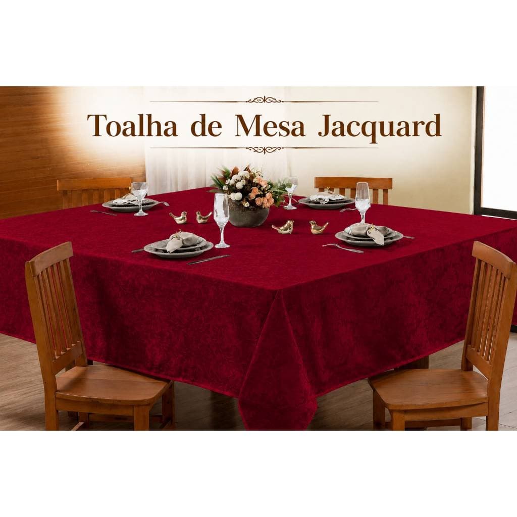 Toalha de Mesa Jacquard  Adamascado 4 Lugares 1,40x1,40 Quadrada Elegante Decorativa Premium