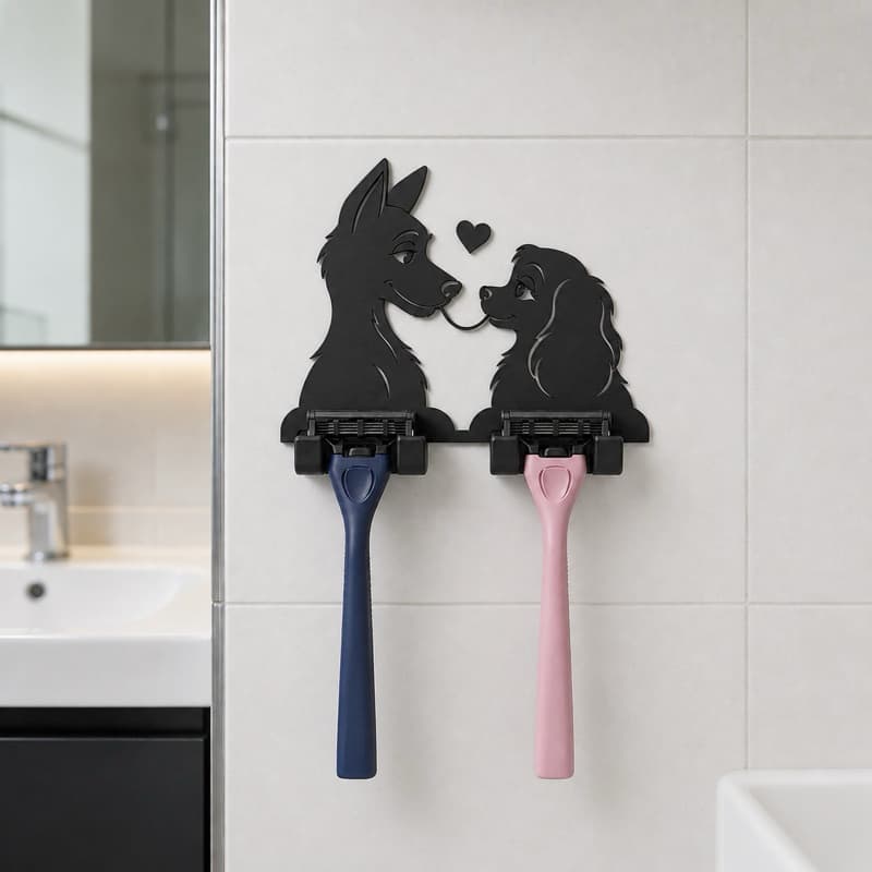 kit 2 Suporte Lâmina Barbear Gilette Organizador Porta Aparelho Barba Feminino Masculino Sem Furos Na Parede Dele Dela