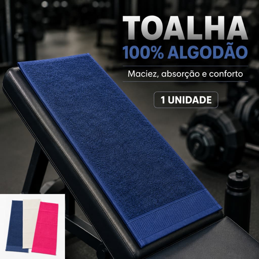 Toalha de Rosto Para Academia 100% Algodão Ecológica 30x80cm Unissex