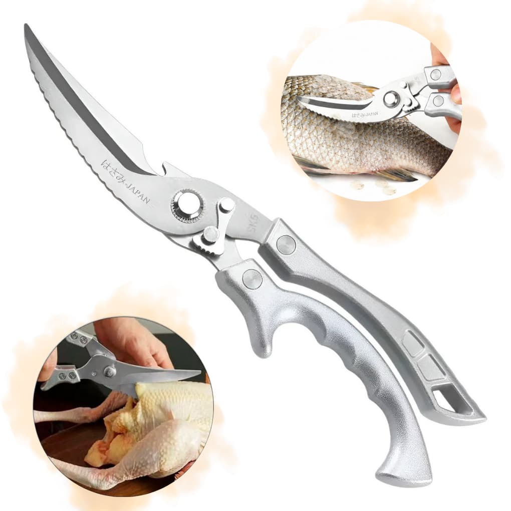 Tesoura Profissional Multifuncional de Cozinha para Frango Peixes Legumes e Carne