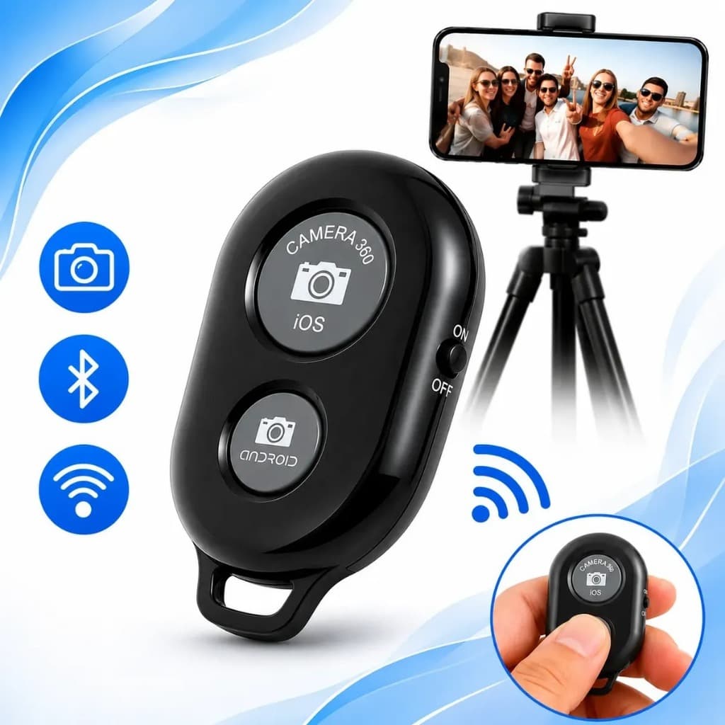 Controle Shutter Disparador Bluetooth Celular para Tirar Selfie Foto/Vídeo Serve Tripé Ring Light