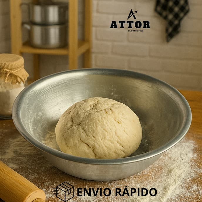 BACIA N15 400ml DE ALUMÍNIO POLIDO REFORÇADO PRATO GRANDE PARA TEMPERAR CARNES E SOVAR MASSAS