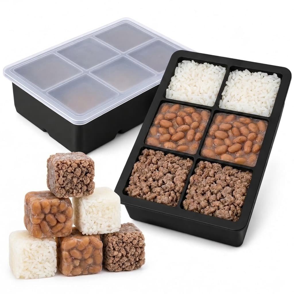 Forma Silicone para Congelar Papinha Comida Bebê Criança 6 Cubos Gelo com Tampa