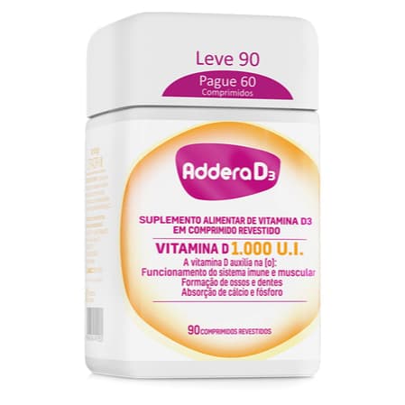Suplemento Alimentar Addera D3 1.000 UI 90 Comprimidos LV 90 PG 60