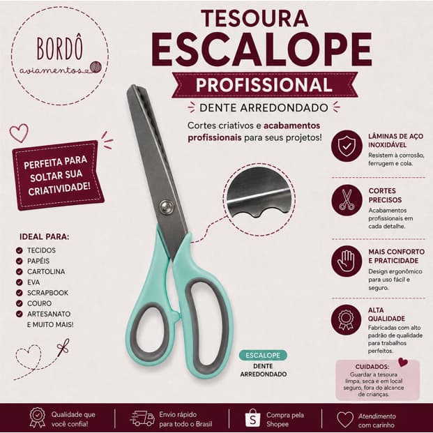 Tesoura De Picotar Lanmax Corte Escalope Profissional Papel Eva Tecido