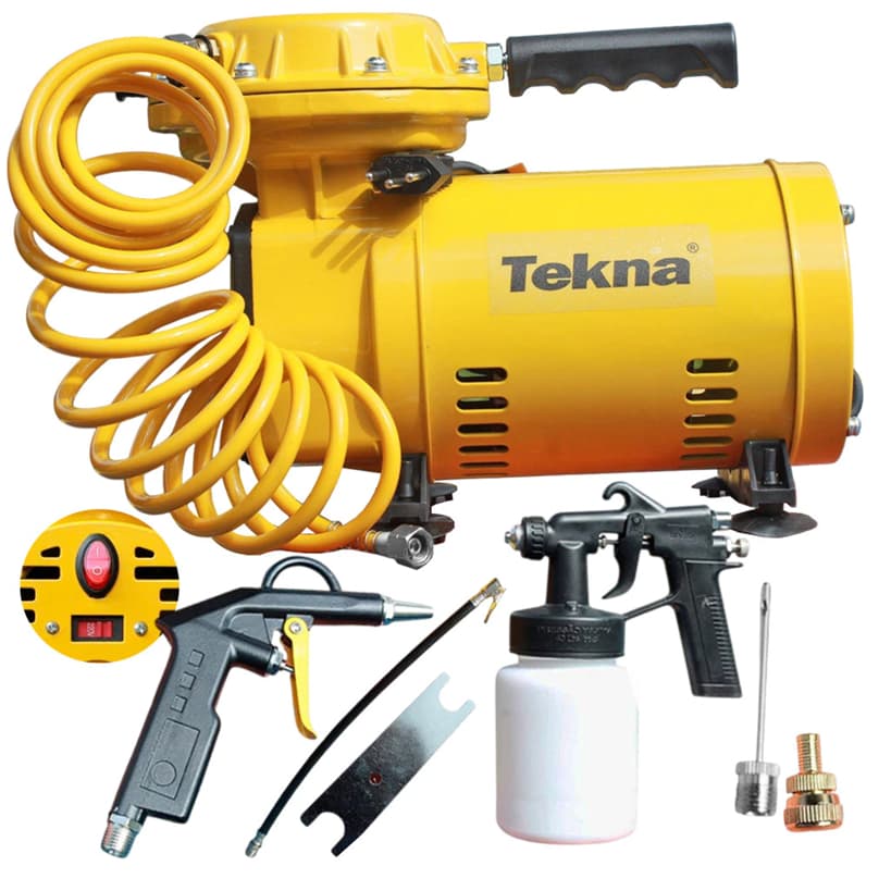 Compressor de Ar Portatil 1/2Hp Seletor de Voltagem Tekna Com Kit Pintura