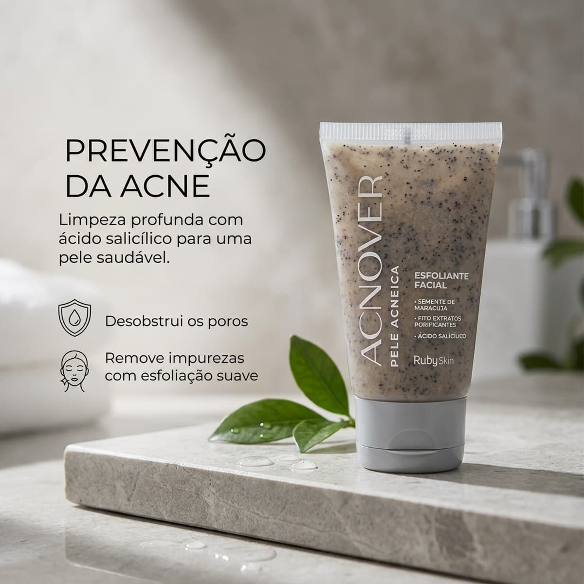 Esfoliante Facial Anti Acne Acnover Ruby Rose 120g Dia Noite Hipoalergênico Limpeza Facial Cuidado
