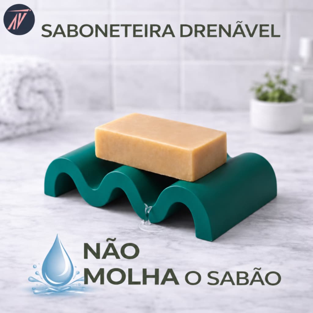 Saboneteira Drenável Ondulada Moderno Banheiro Clean e Prático