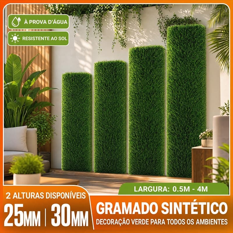 Grama Sintética Artificial 25mm 4x1m | Grama Verde Para Jardim, Quintal E Área Externa – Tapete Artificial Natural