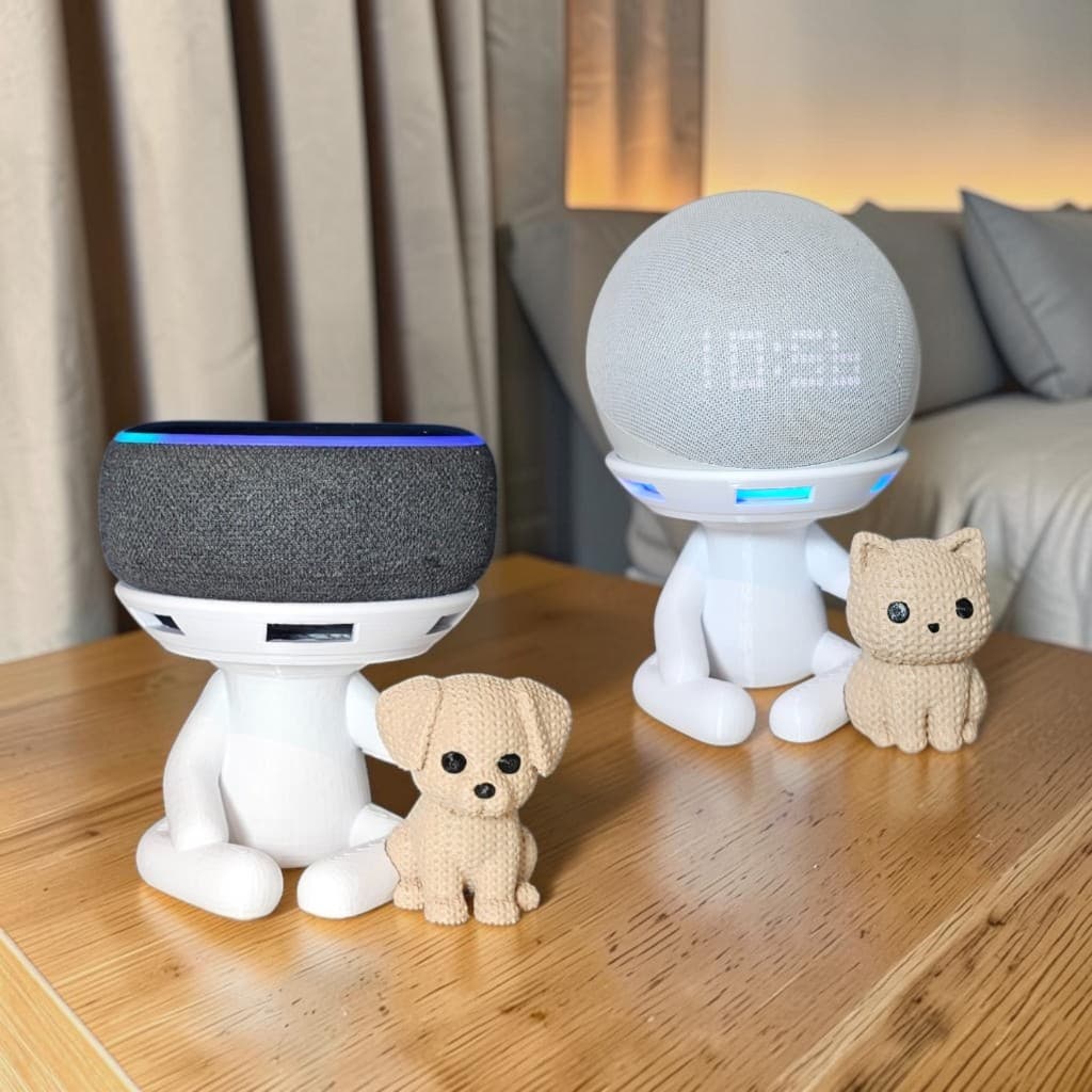 Suporte Alexa Echo Dot 3, 4 e 5, Pop e Echo Max. Coleção Robert PETS Multiuso Presente Decoração