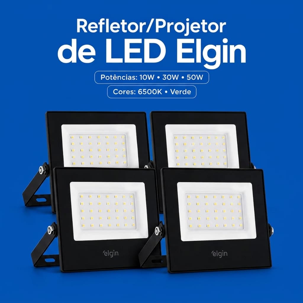 Kit 4 Refletor Led Holofote 10W 30W 50W Bivolt IP65 À Prova D'água Externo Elgin