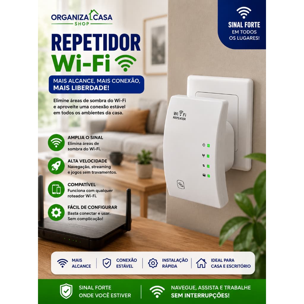 Repetidor Wireless 300Mbps para Casa - Sinal Estável Conecção rápida e segura