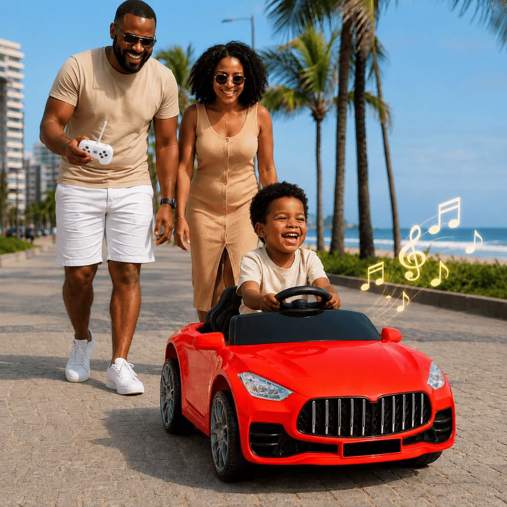 🚗 Carro Elétrico Infantil 6V Mini Esportivo Clássico Vermelho - Carrinho Infantil a Bateria com Controle Remoto 3+ anos