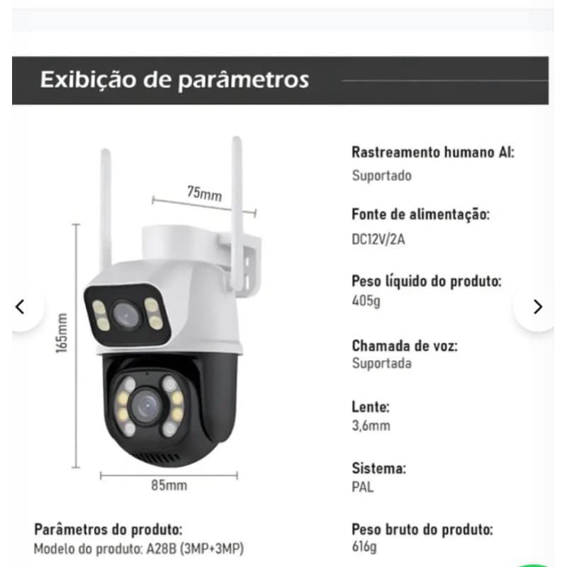 Câmera De Segurança Wifi Smart Camera BM-IP173 Ip Dual Camera Com Resolução 1080p Branco/preto