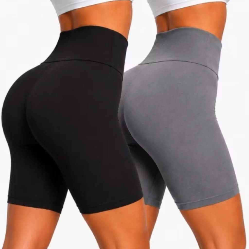 Kit 2 Short Legging Feminino para Academia Alta Elasticidade Bermuda Feminina Cós Alto Suplex Não Transparente