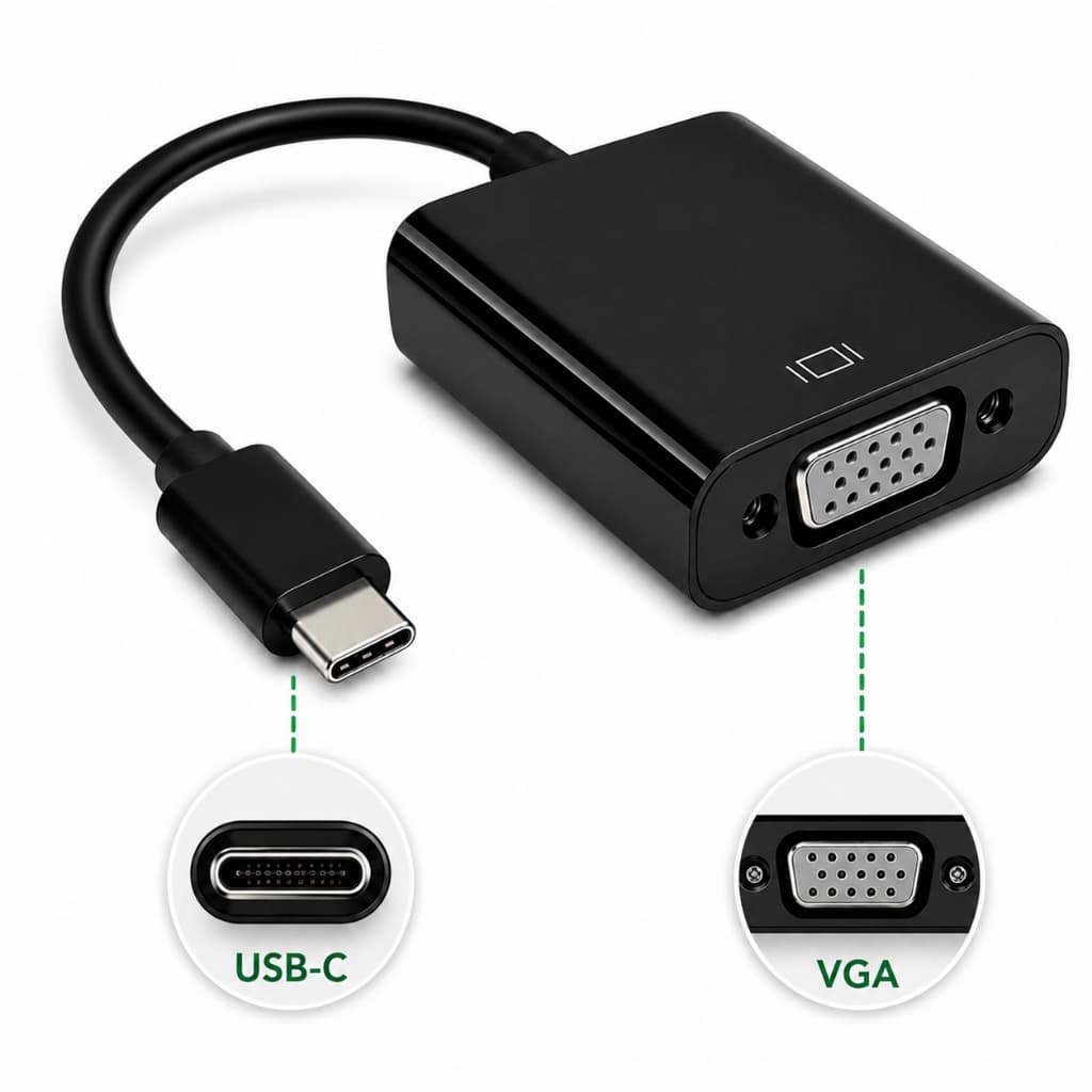Cabo Adaptador Conversor Usb Tipo C Para Vga Femea