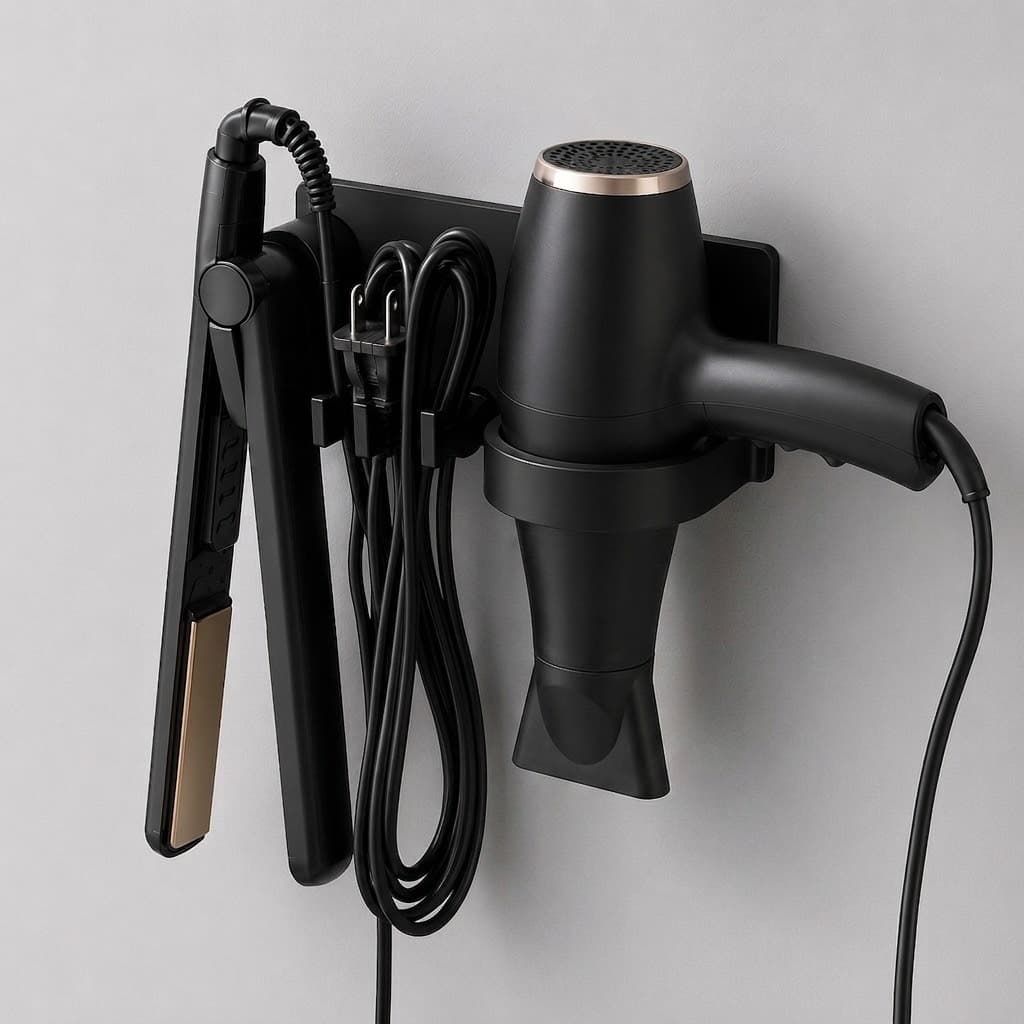 Suporte De Parede Secador E Chapinha Babyliss Organizador De Salão Banheiro Com Suporte Para Cabos