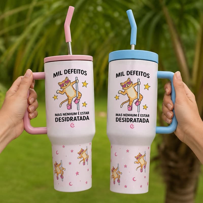Copo Térmico Personalizado - Copo com canudo personalizado - Copo garrafa térmica personalizado